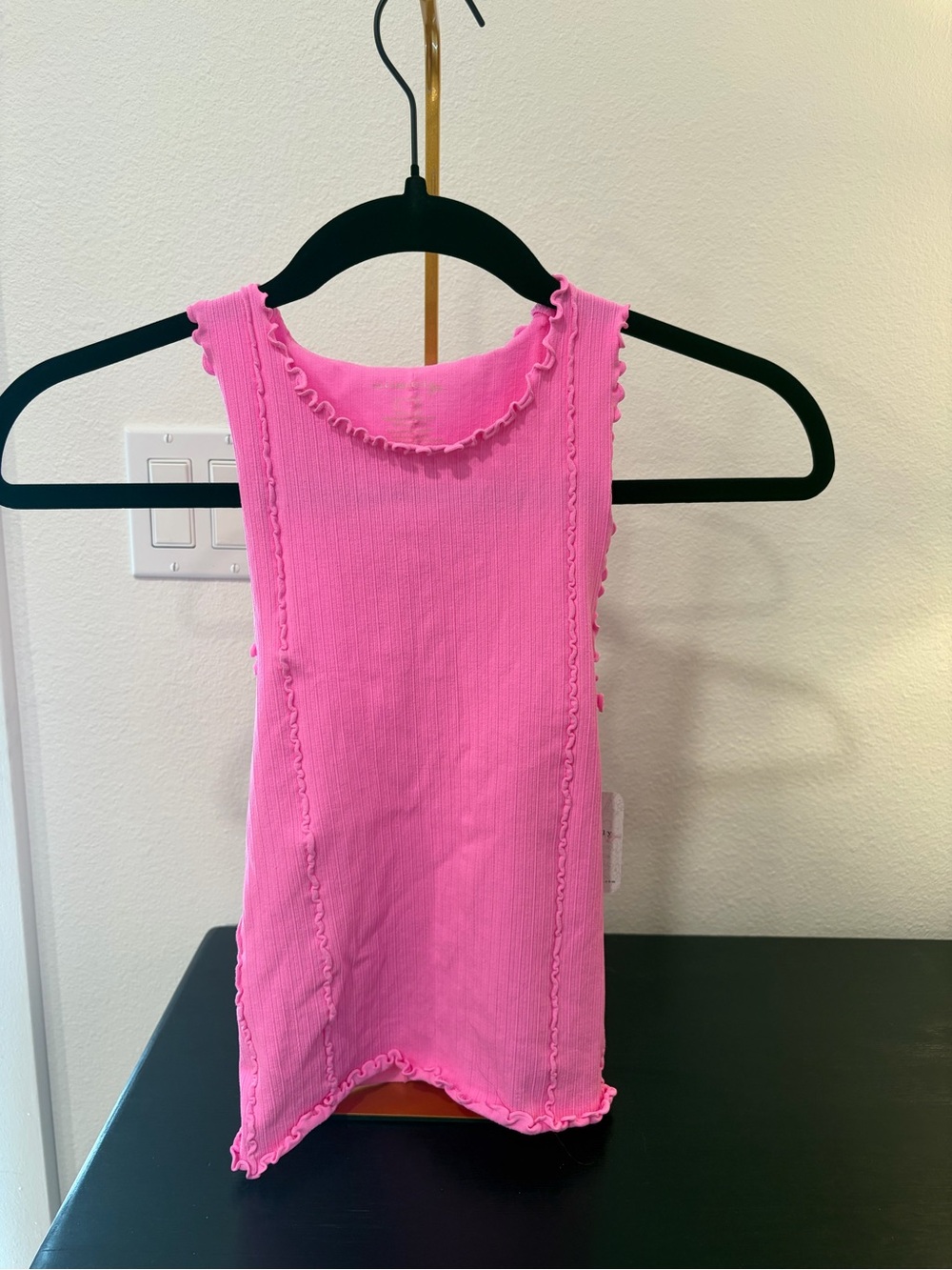 Free People Intimately Pink Ruffle-Edge Tank Top in XS